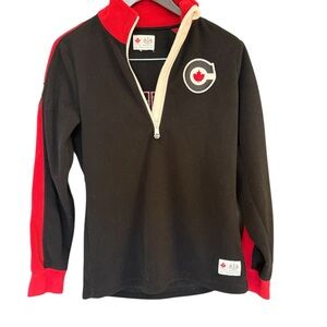 The Bay 2010 Olympic Sz. S GUC Classic Black and Red Quarter-Zip Sweatshirt